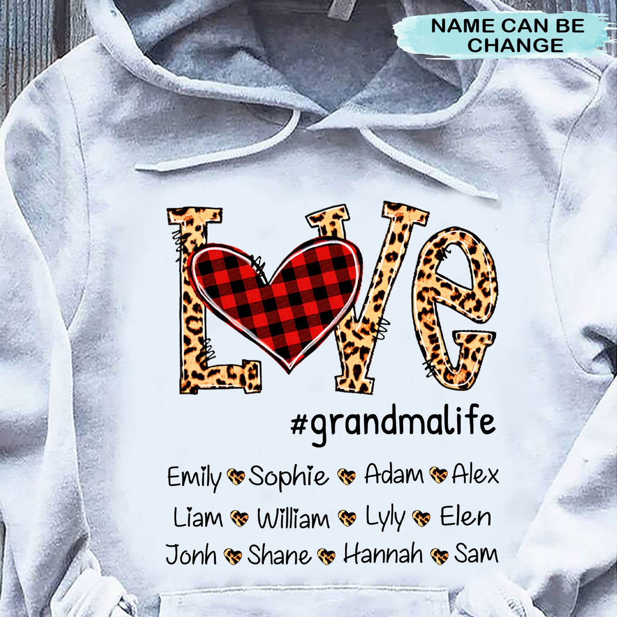 LOVE Grandma Life Mommy Auntie Leopard Pattern Personalized Shirt 2D Hoodie Dreamship