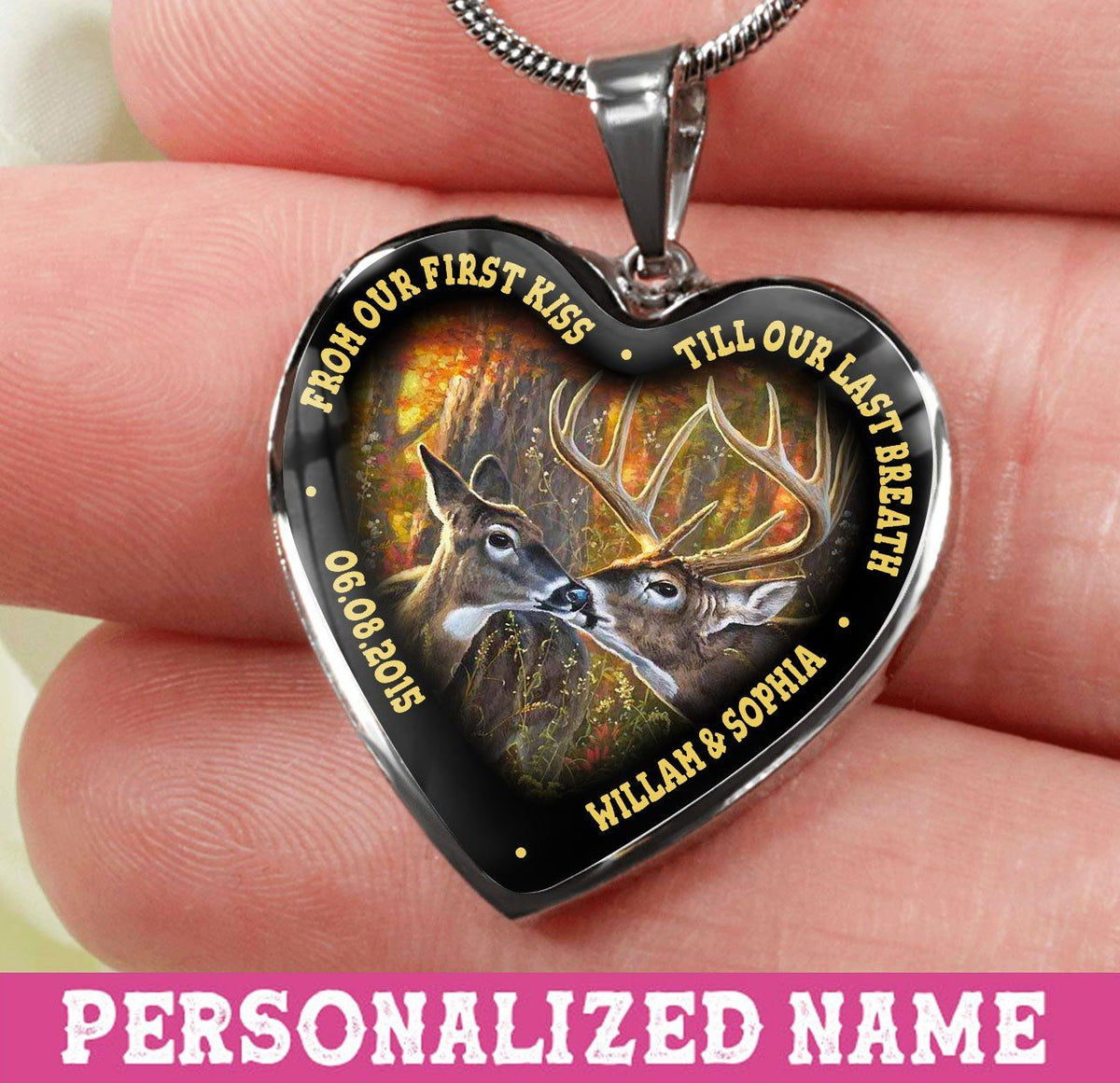 Deer First kiss till last breath Heart necklace ntk-18nq014 Jewelry ShineOn Fulfillment