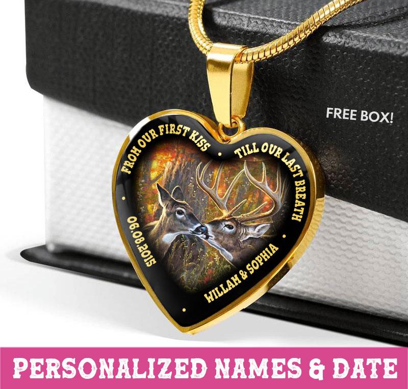 Deer First kiss till last breath Heart necklace ntk-18nq014 Jewelry ShineOn Fulfillment