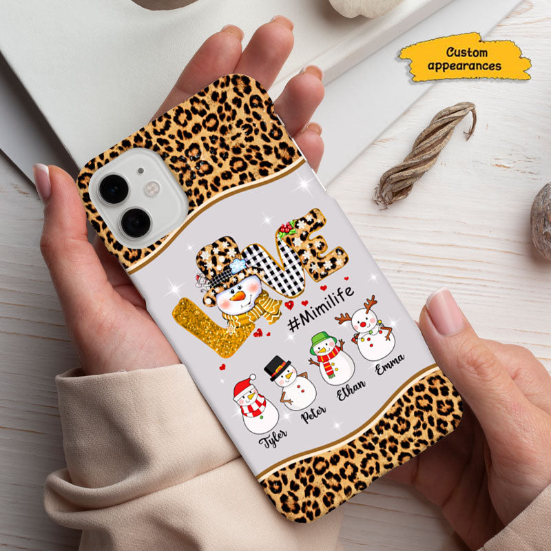Love Snowman Buffalo Plaid Grandma Life Grandkids Personalized Phone Case