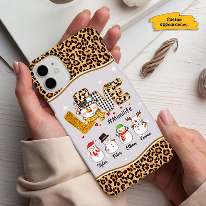Love Snowman Buffalo Plaid Grandma Life Grandkids Personalized Phone Case