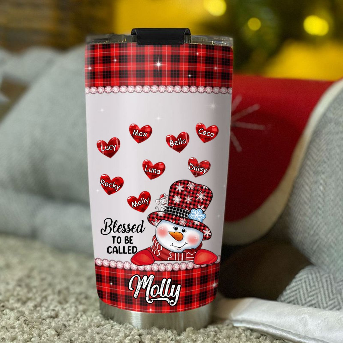 Snowman Hearts Blessed to be called Grandma Nana Mimi Mom Personalized Tumbler SC2404102