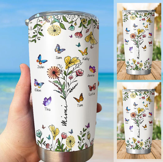 Personalized Butterfly Flower Tumbler