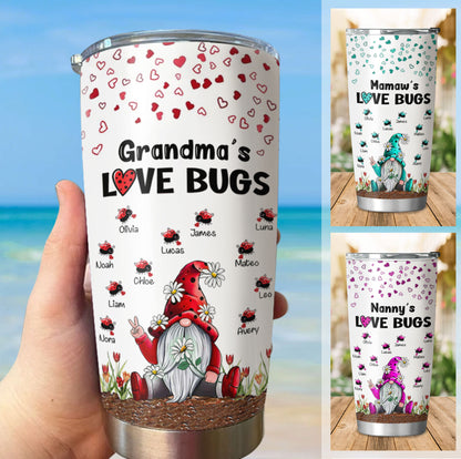 Gnome Ladybug Grandma Nana Mommy Love Bugs Personalized Tumbler SC25122303 - Drive mockup HP06DEC23HL06