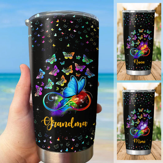 Colorful Butterfly Mom Grandma Nana Mimi Gigi Auntie Personalized Tumbler