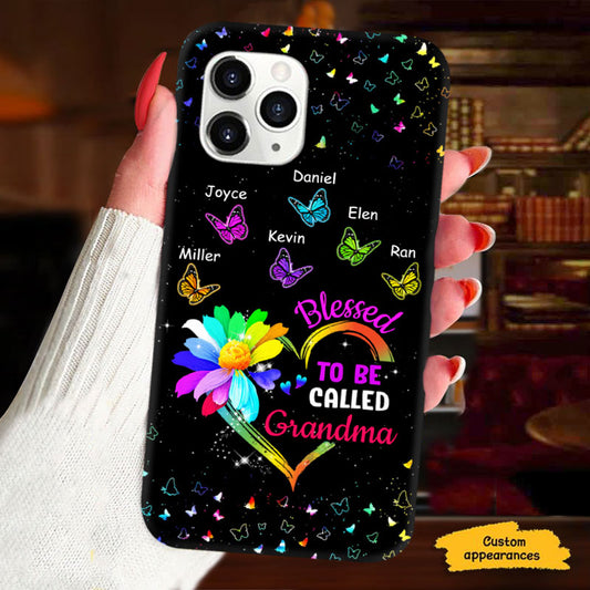 Rainbow Daisy Butterflies Blessed To Be Called Grandma Personalized Phone Case