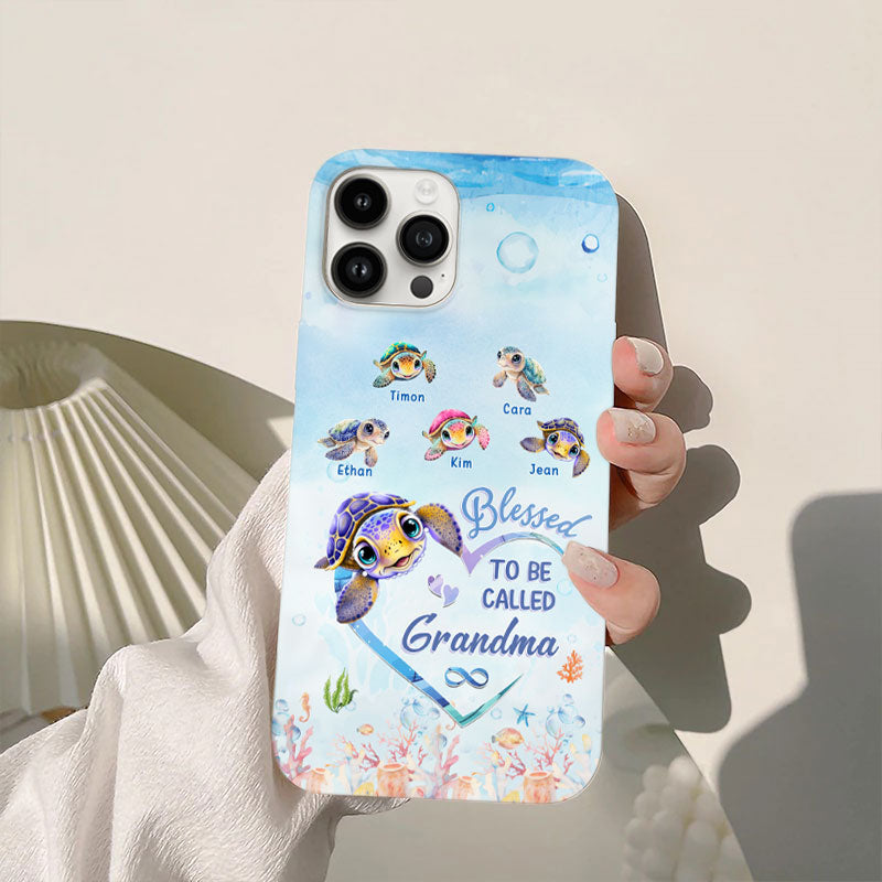 Cute Sea Turtle Heart Blessed To Be Called Grandma Personalized Phone Case - Drive mockup HP13MAR24HL03
