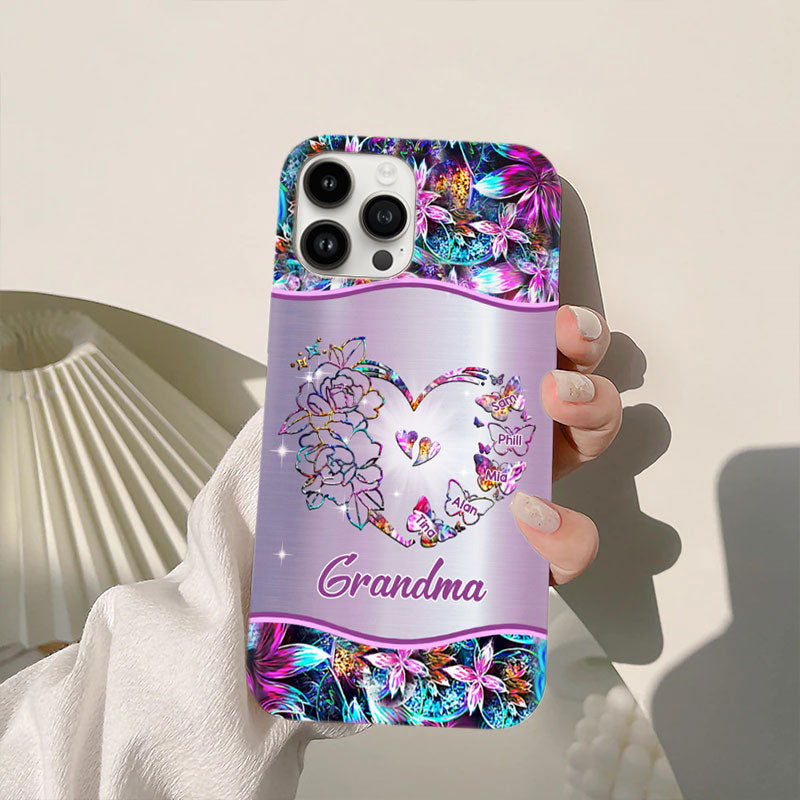 Pink Floral Heart Grandma Personalized Phone Case - Drive mockup HP29MAR24HL01