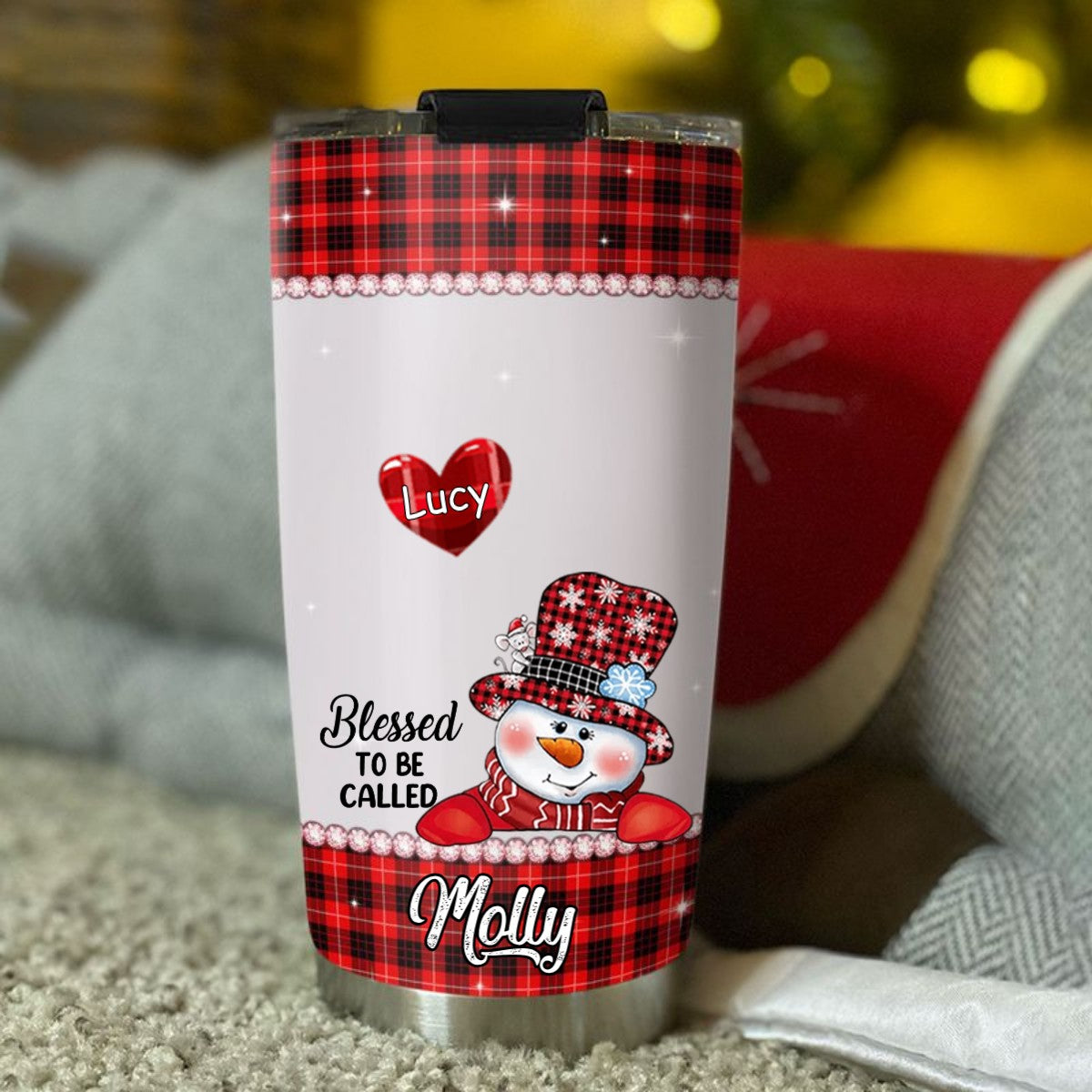 Snowman Hearts Blessed to be called Grandma Nana Mimi Mom Personalized Tumbler SC2404102