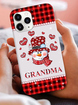 Heart Snowman Buffalo Plaid Grandma Nana Mommy Personalized Phone case SC51011