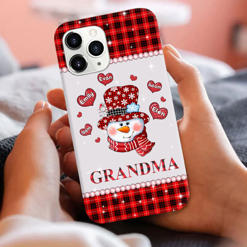 Heart Snowman Buffalo Plaid Grandma Nana Mommy Personalized Phone case SC51011