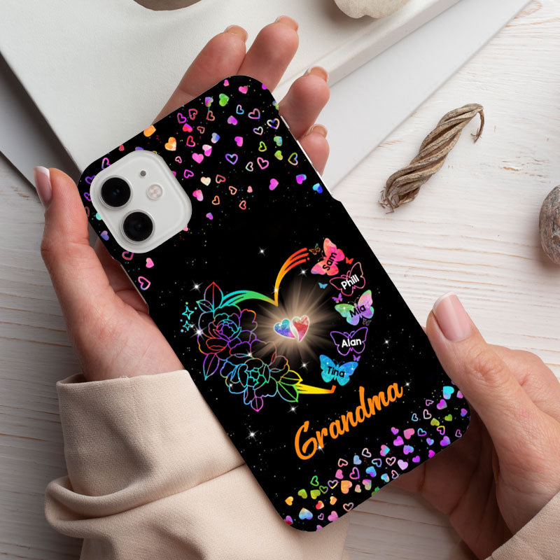 Rainbow Heart Butterflies Grandma Personalized Phone Case - Drive mockup HP28MAR24HL05
