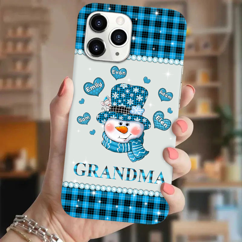 Heart Snowman Buffalo Plaid Grandma Nana Mommy Personalized Phone case SC51011