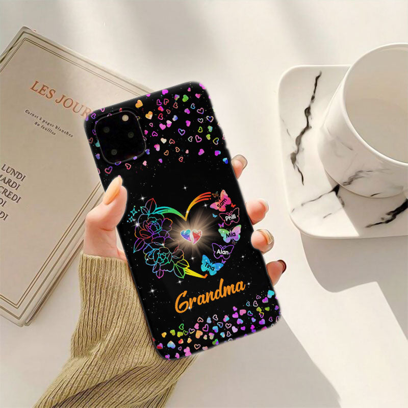 Rainbow Heart Butterflies Grandma Personalized Phone Case - Drive mockup HP28MAR24HL05