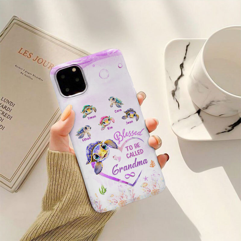 Cute Sea Turtle Heart Blessed To Be Called Grandma Personalized Phone Case - Drive mockup HP13MAR24HL03