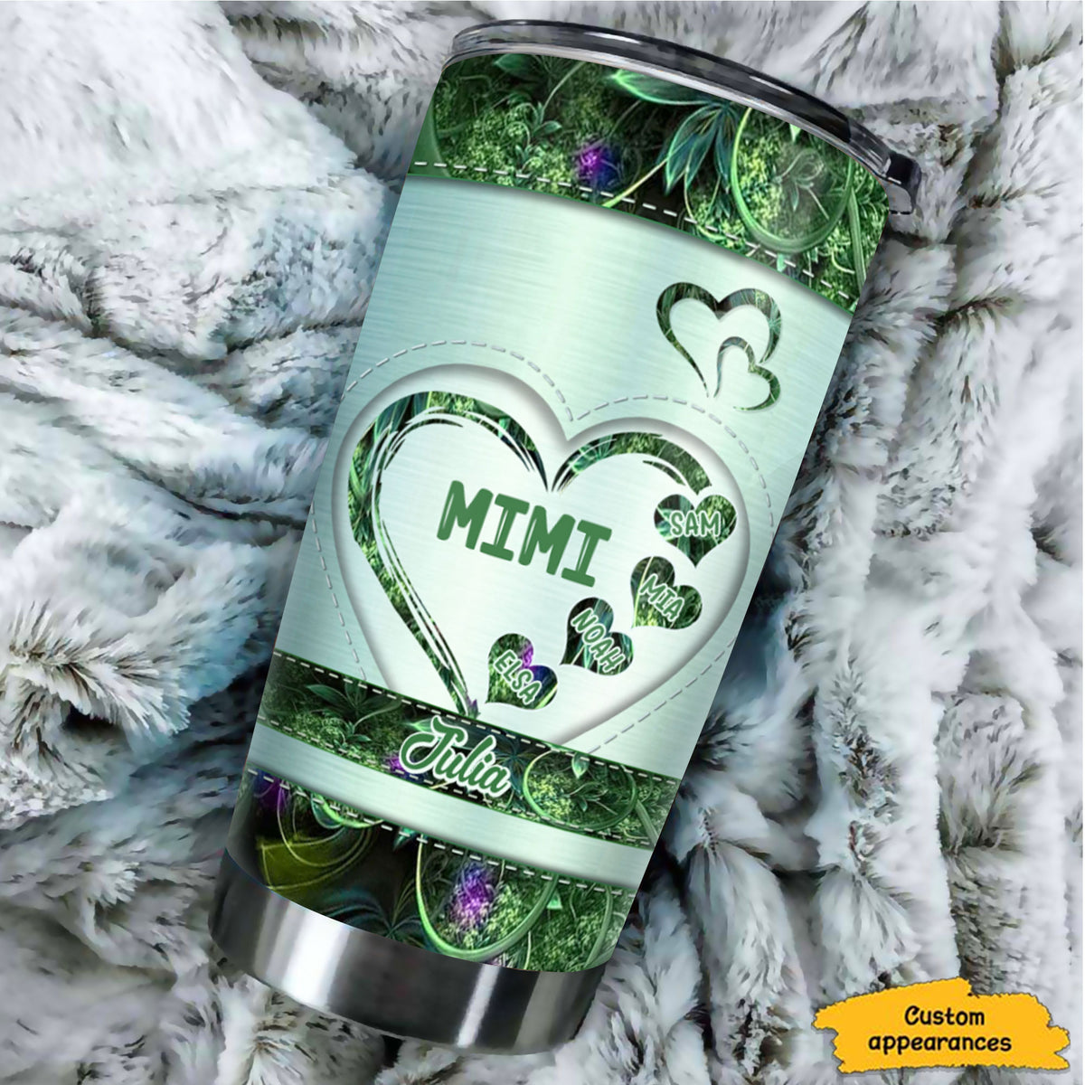 Heart Mom Grandma Nana Mimi Gigi Auntie Personalized Tumbler