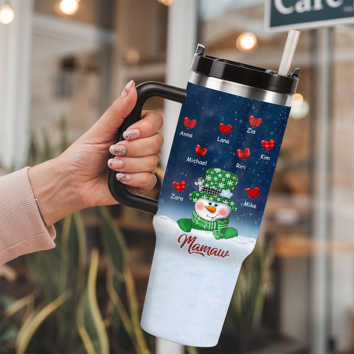 Snowman Grandma Nana Mimi Mom Personalized Tumbler