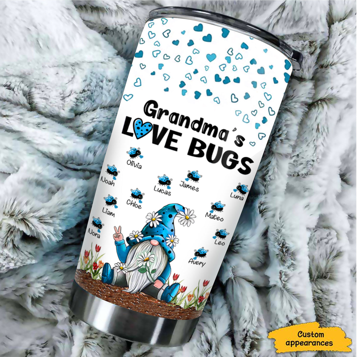 Gnome Ladybug Grandma Nana Mommy Love Bugs Personalized Tumbler SC25122303 - Drive mockup HP06DEC23HL06