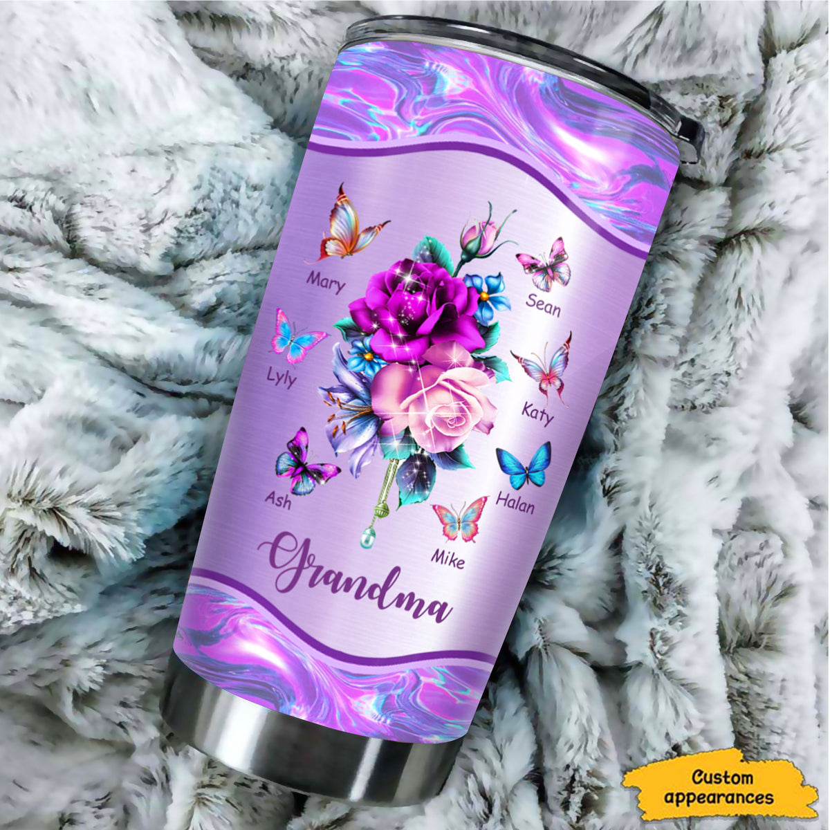 Flower Grandma Mimi Nana Gigi Mommy Auntie Personalized Tumbler SC51249 - Drive mockup HP15NOV23HL02