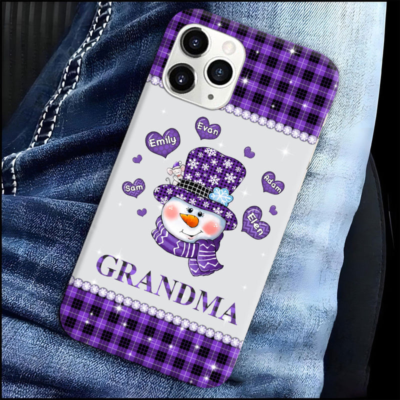 Heart Snowman Buffalo Plaid Grandma Nana Mommy Personalized Phone case SC51011