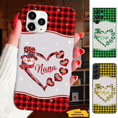 Christmas Snowman Plaid Heart Grandma Personalized Phone Case