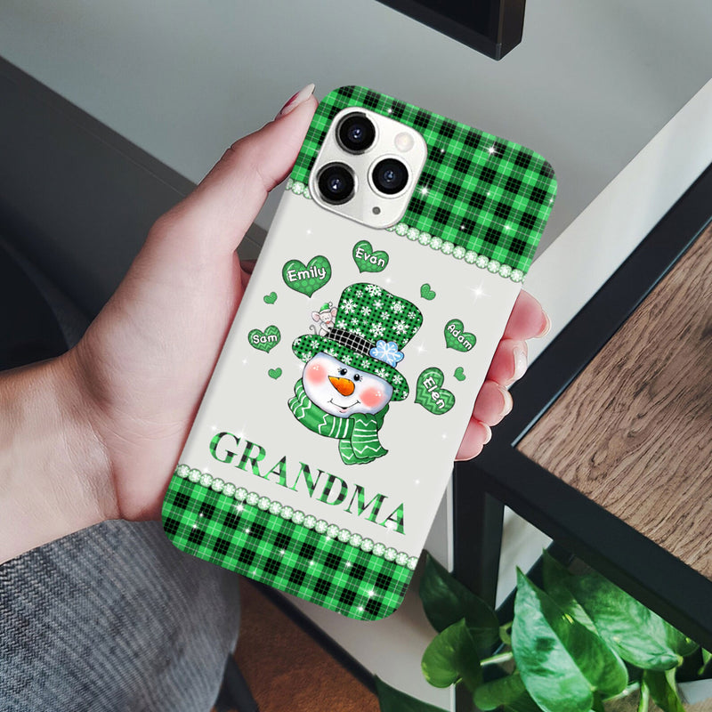 Heart Snowman Buffalo Plaid Grandma Nana Mommy Personalized Phone case SC51011