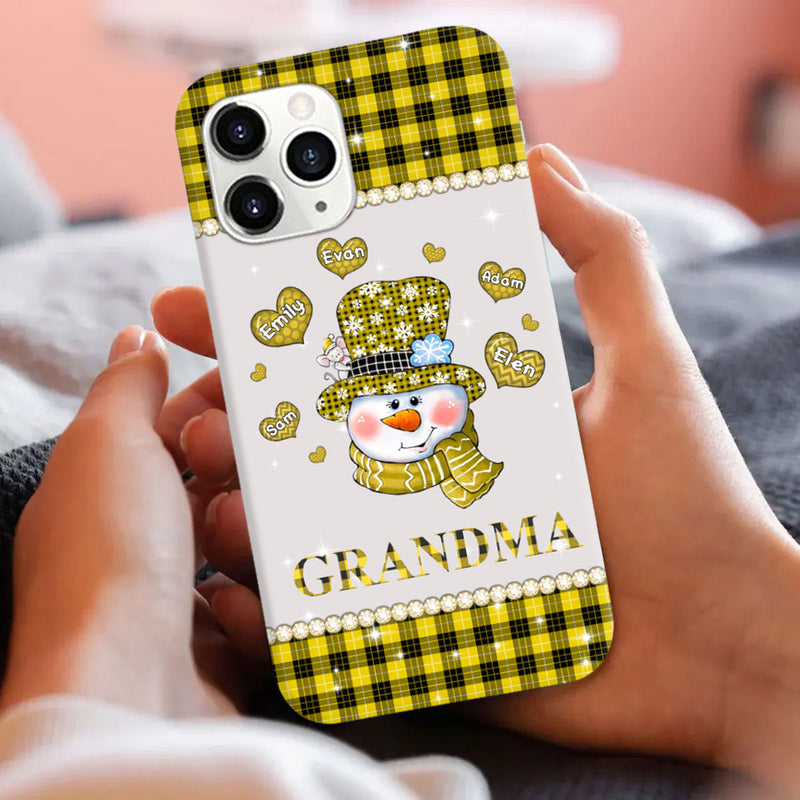 Heart Snowman Buffalo Plaid Grandma Nana Mommy Personalized Phone case SC51011