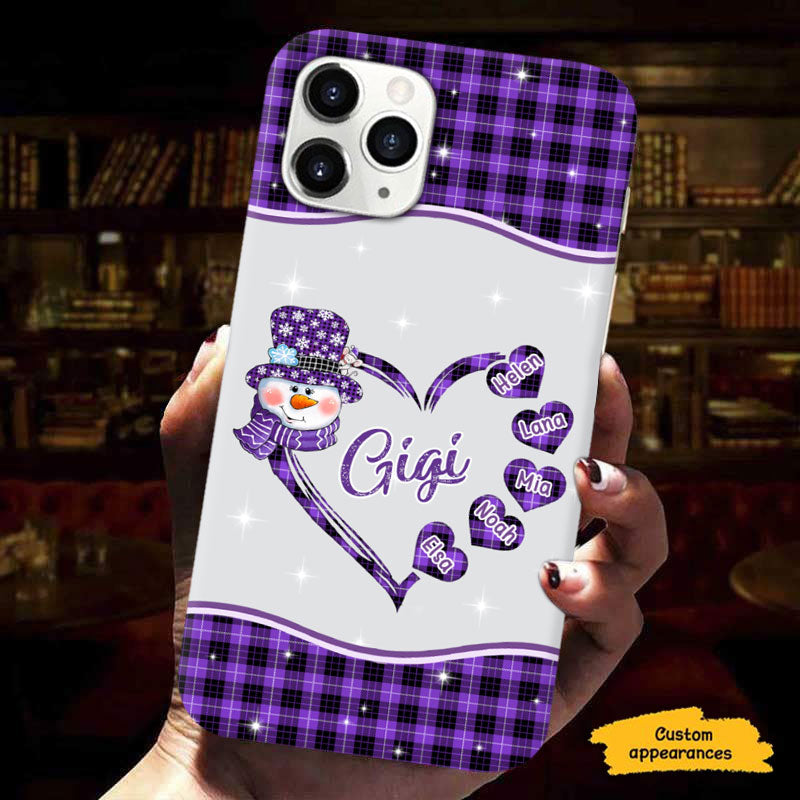 Christmas Snowman Plaid Heart Grandma Personalized Phone Case