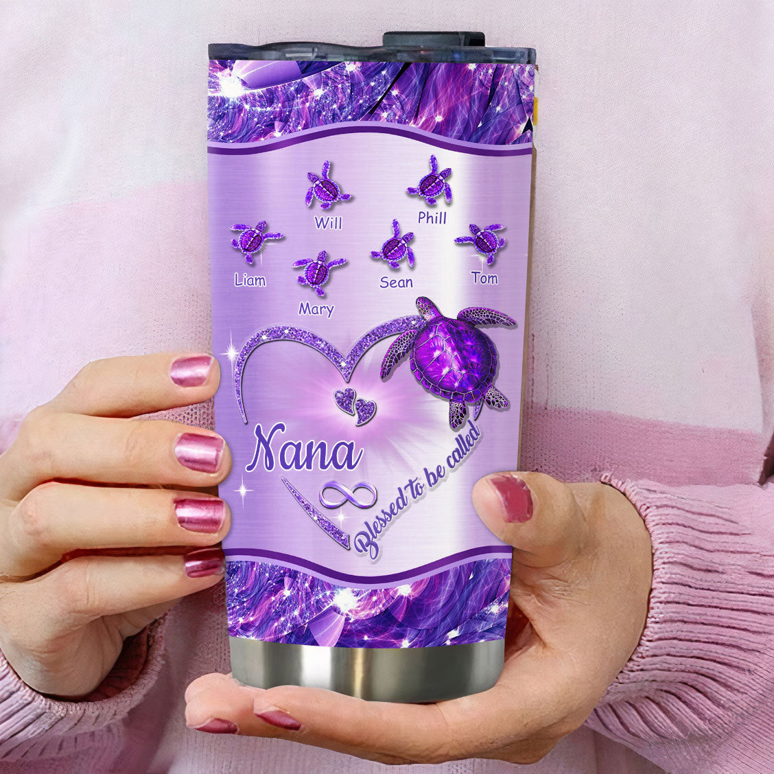 Turtle Blessed to be called Nana Mimi Gigi Grandma Personalized Tumbler - Drive mockup HP24HL27JUN02