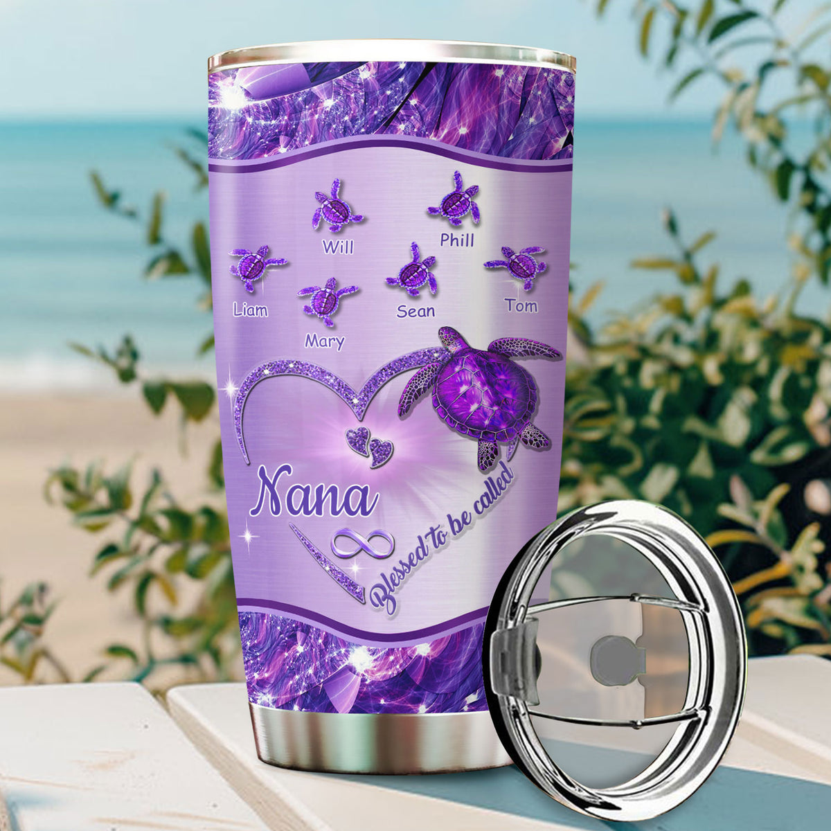 Turtle Blessed to be called Nana Mimi Gigi Grandma Personalized Tumbler - Drive mockup HP24HL27JUN02