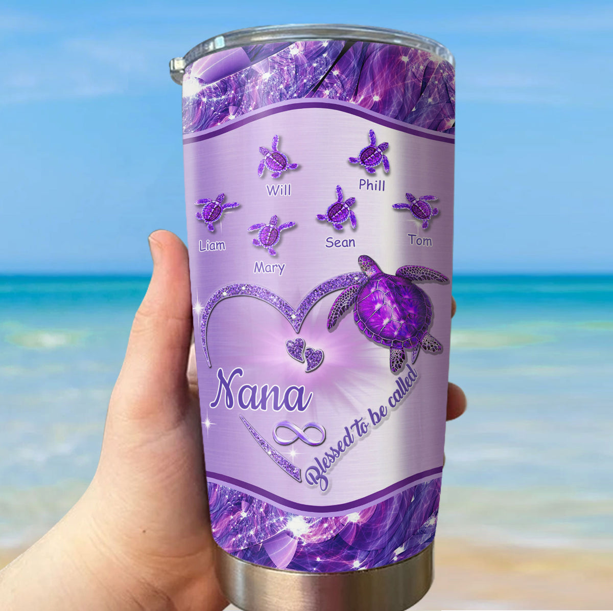 Turtle Blessed to be called Nana Mimi Gigi Grandma Personalized Tumbler - Drive mockup HP24HL27JUN02