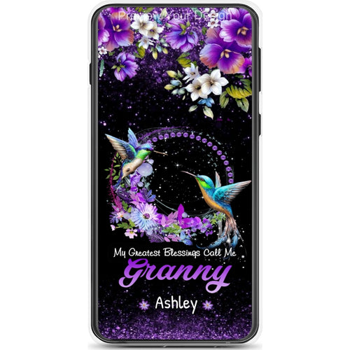 Hummingbird Grandma With Grandkids Mommy Auntie Personalized Phone Case