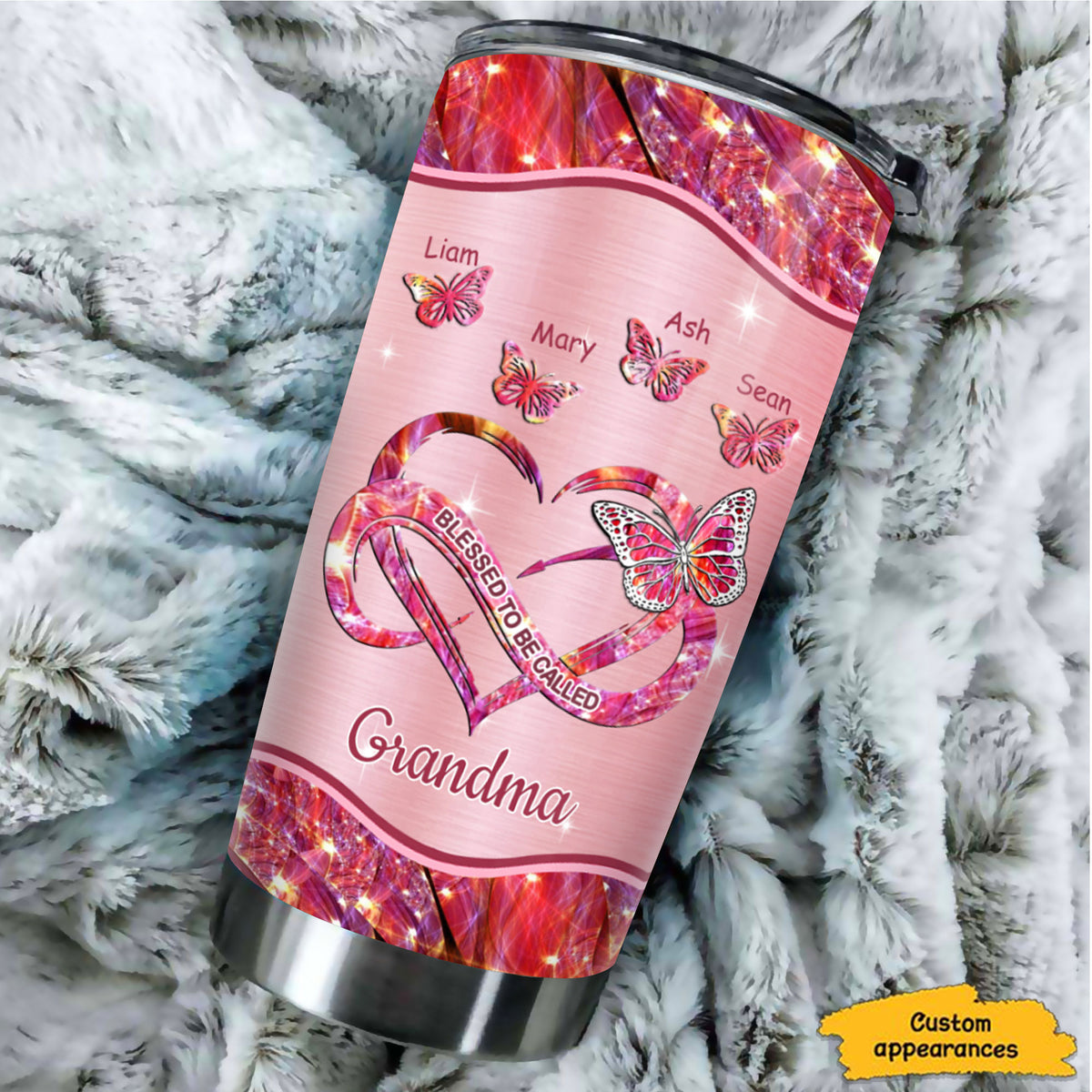 Butterfly Blessed to be called Grandma Mimi Nana Mommy Auntie Personalized Tumbler SC51245 - Drive mockup HP08DEC23HL01
