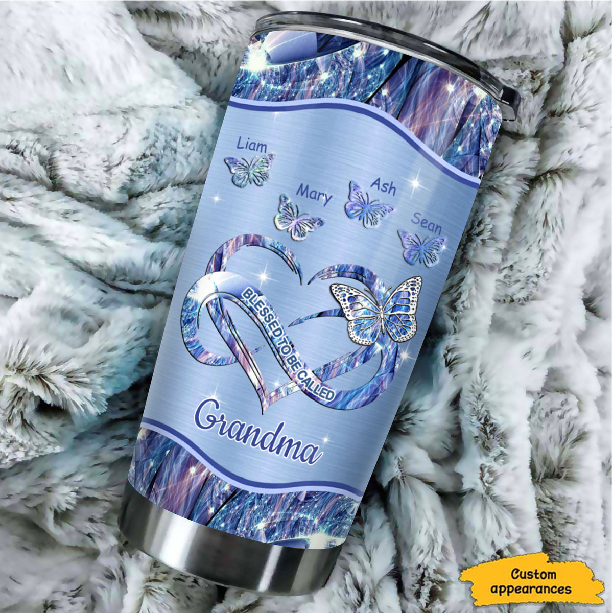 Butterfly Blessed to be called Grandma Mimi Nana Mommy Auntie Personalized Tumbler SC51245 - Drive mockup HP08DEC23HL01