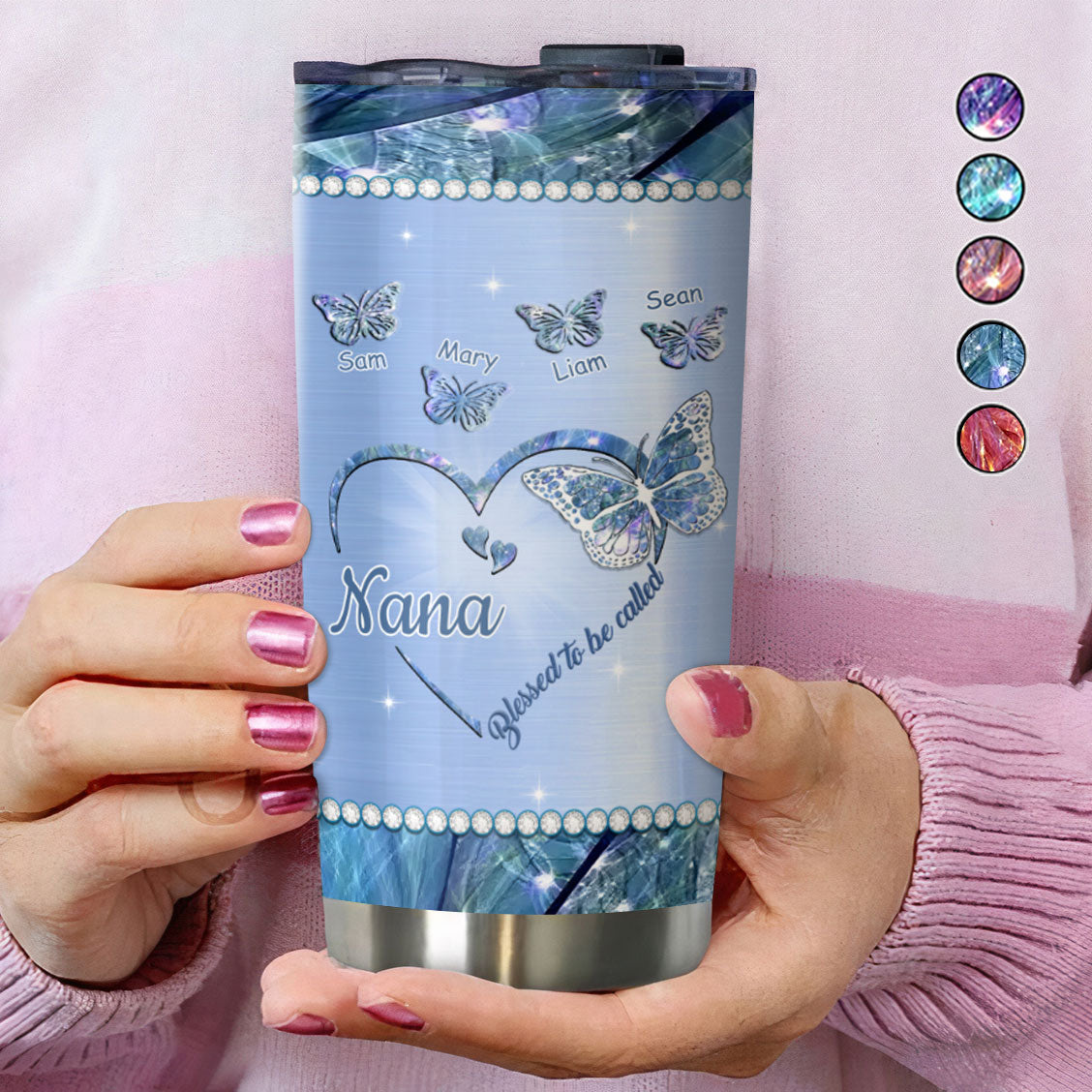 Heart Butterfly Blessed To Be Called Nickname Kids Names Personalized Tumbler 10 Styles 20oz