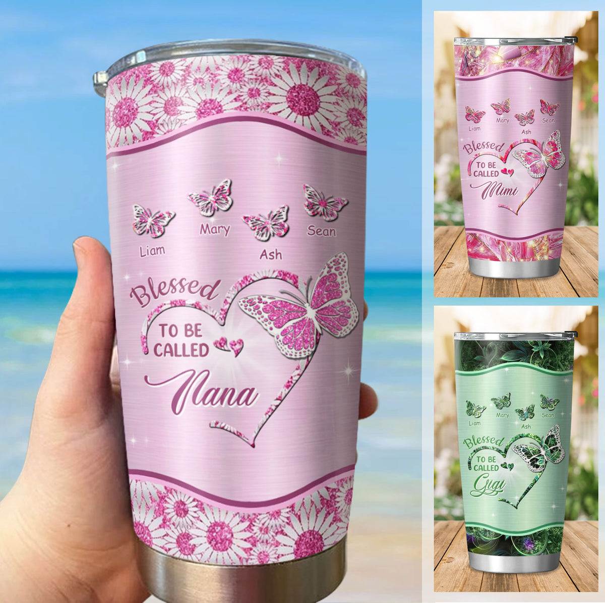 Blessed To Be Called Heart Butterfly Nickname Kids Names Personalized Tumbler 17 Colors 20oz