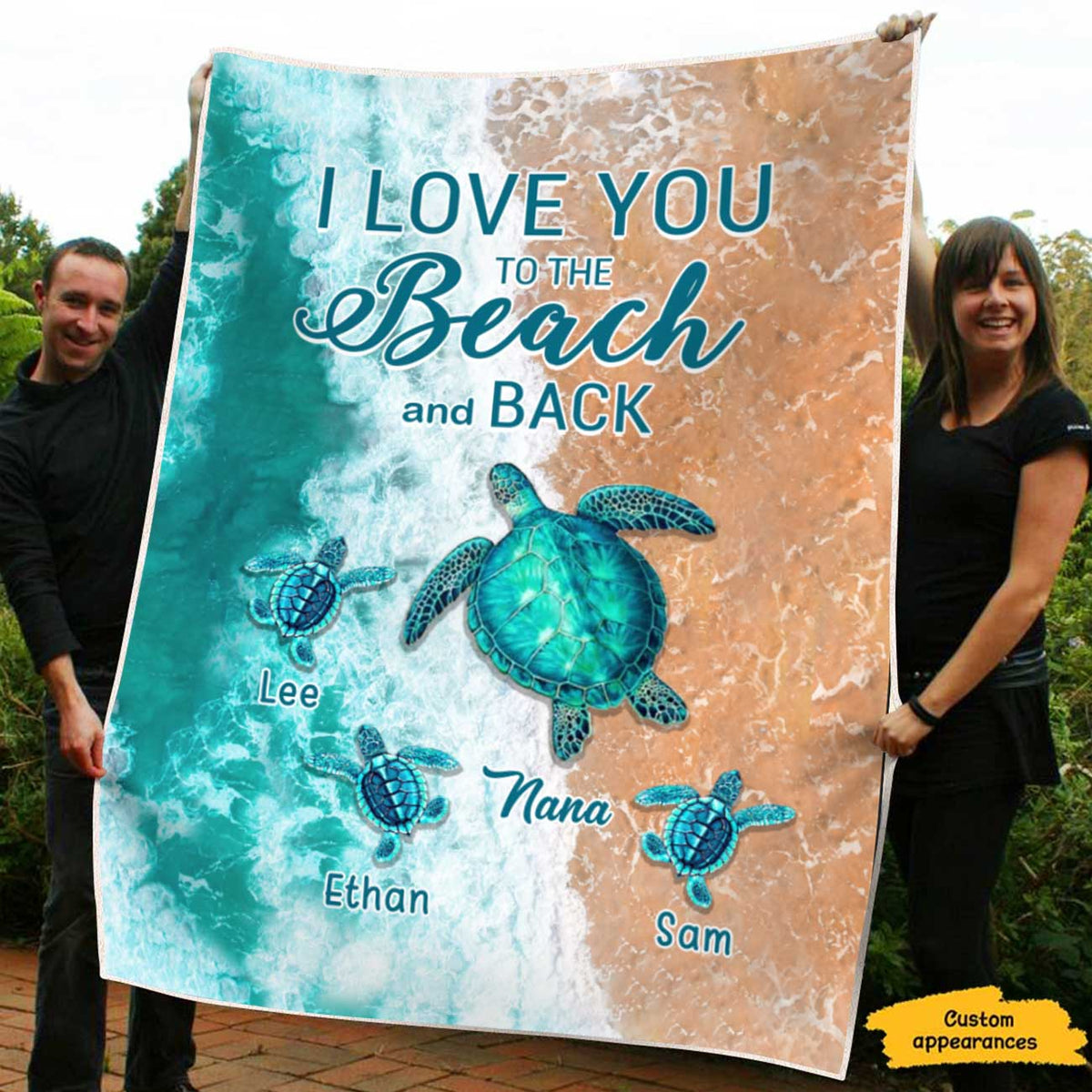Turtle Happiness Is Being Grandma Mommy Auntie Personalized Blanket SC2712231 - Drive mockup HP27MAR23HL02