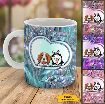 Holographic Heart Dog Mom Dog Lover Personalized Mug