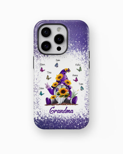 Sunflower Gnome Butterflies Grandma With Grankids Personalized Tough Case