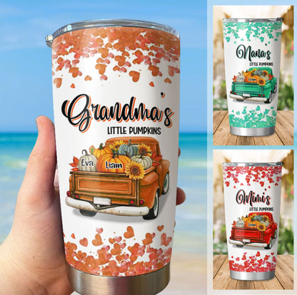 Little Pumpkins Truck Grandma Nickname Kids Names Personalized Tumbler 4 Colors 20oz