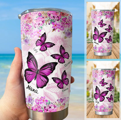 Flower Butterfly Grandma Nana Mimi Personalized Tumbler SC151109 - Drive mockup HP24HL19APR02