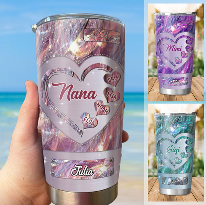 Hologram Heart Grandma Nickname Name Plate Kids Names Personalized Tumbler 20oz
