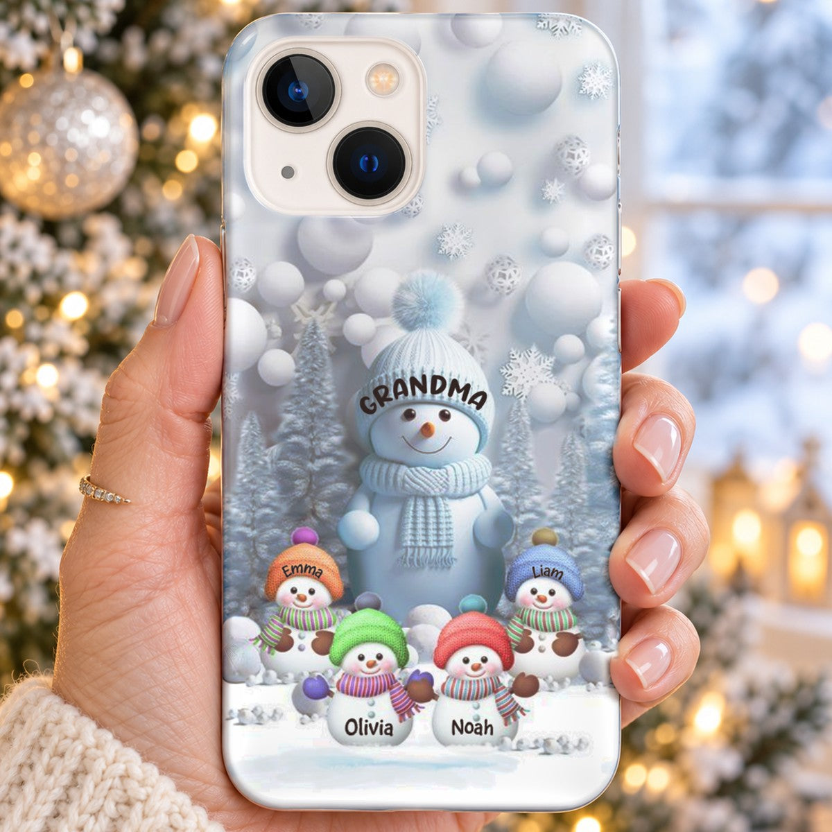 Christmas Blue Vibe Snowman Grandma Personalized Phone Case