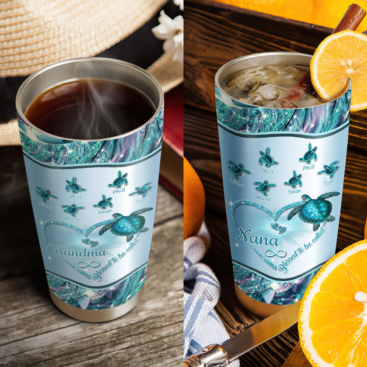 Turtle Blessed to be called Nana Mimi Gigi Grandma Personalized Tumbler - Drive mockup HP24HL27JUN02