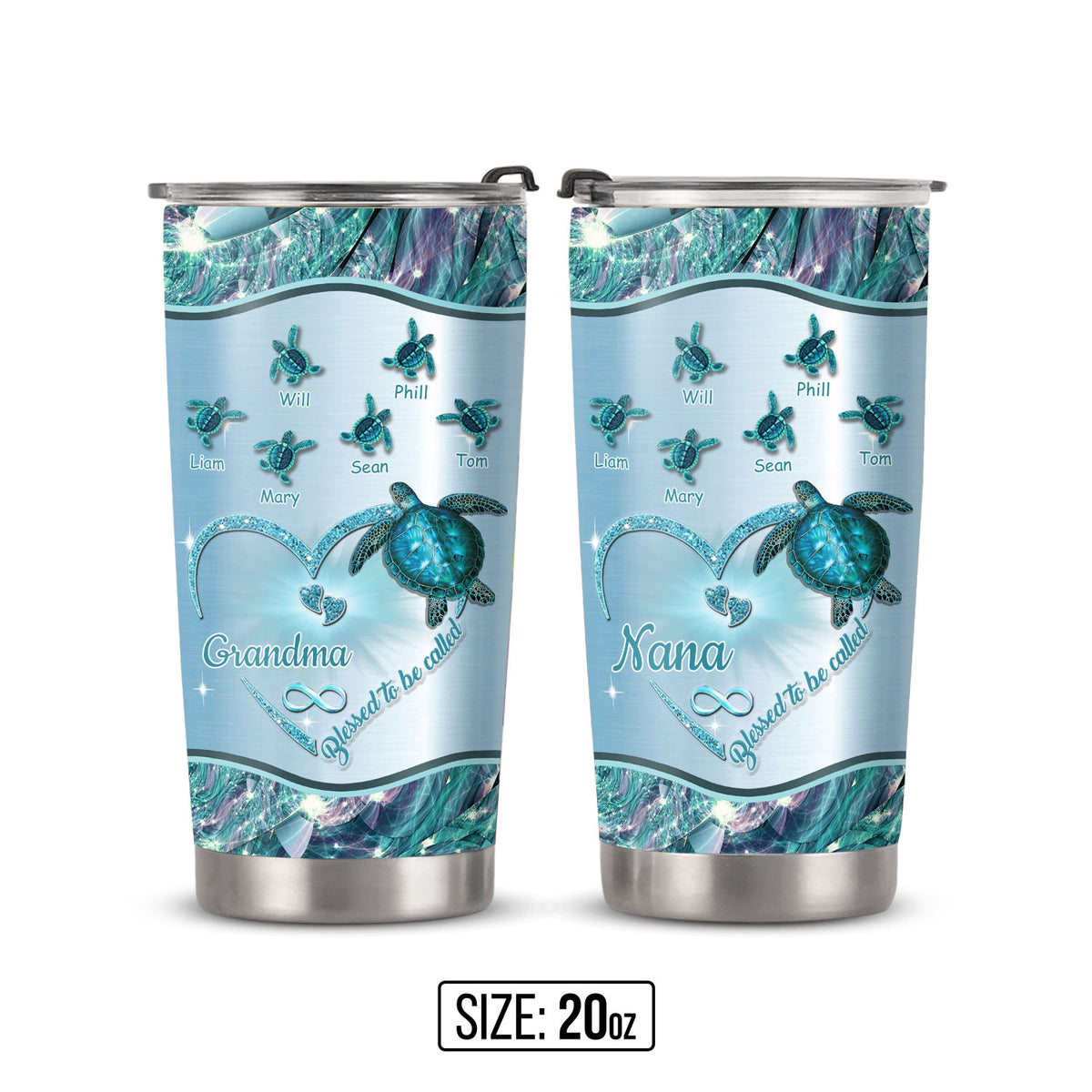 Turtle Blessed to be called Nana Mimi Gigi Grandma Personalized Tumbler - Drive mockup HP24HL27JUN02