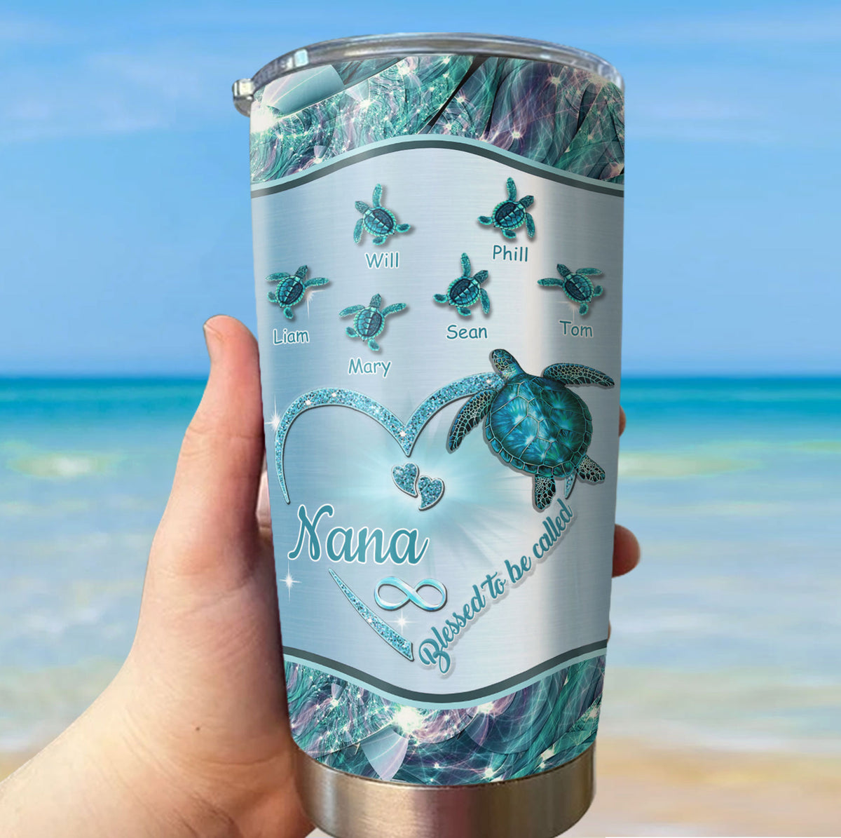 Turtle Blessed to be called Nana Mimi Gigi Grandma Personalized Tumbler - Drive mockup HP24HL27JUN02