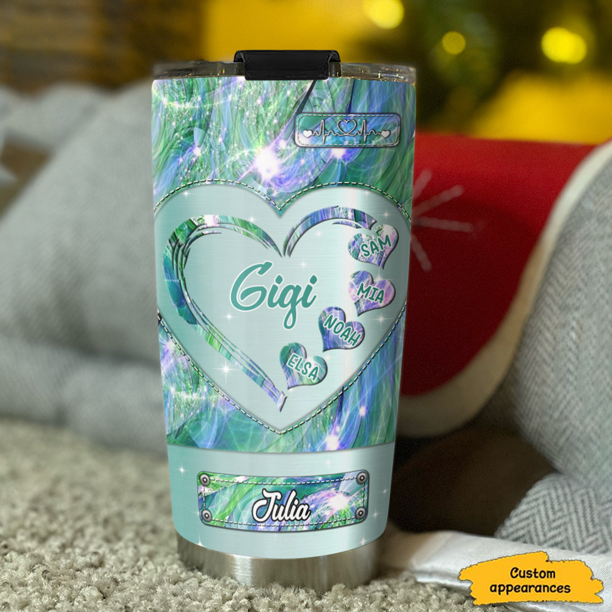 Hologram Heart Grandma Nickname Name Plate Kids Names Personalized Tumbler 20oz