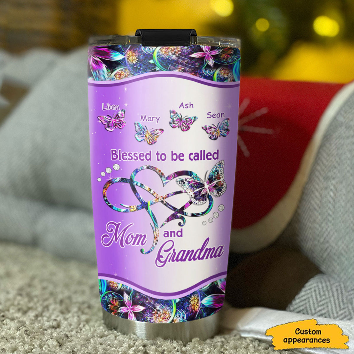 Blessed To Be Called Mom And Grandma Infinity Heart Kids Names Personalized Tumbler 18 Colors 20oz