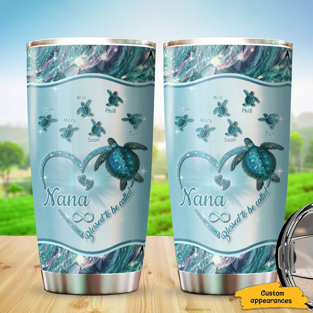 Turtle Blessed to be called Nana Mimi Gigi Grandma Personalized Tumbler - Drive mockup HP24HL27JUN02