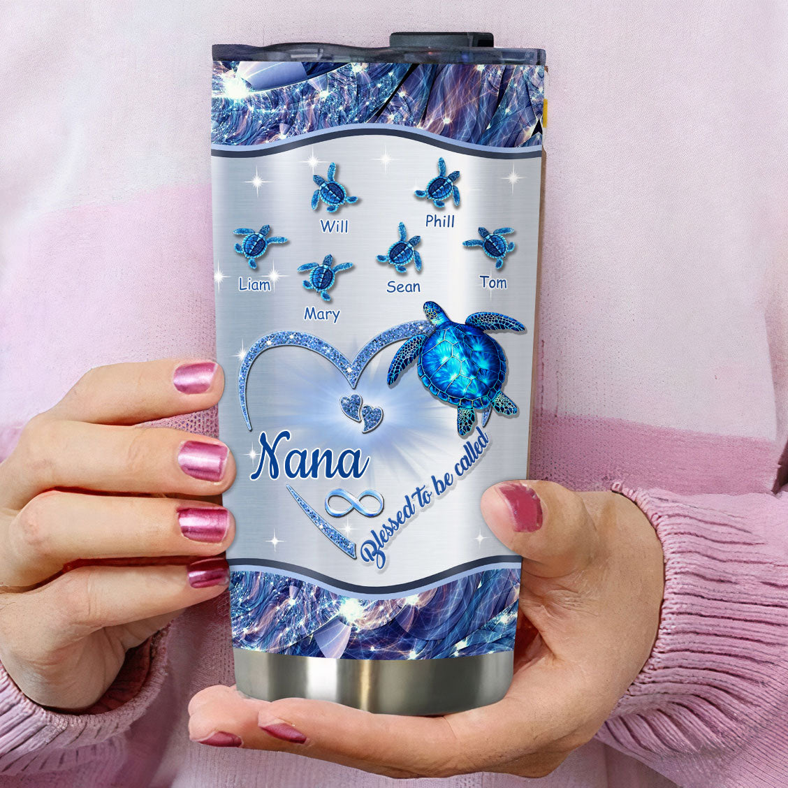 Turtle Blessed to be called Nana Mimi Gigi Grandma Personalized Tumbler - Drive mockup HP24HL27JUN02